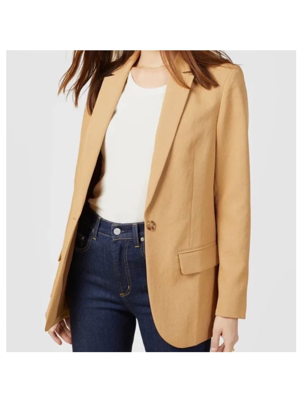 Outerknown Devin Single Button Lightweight Blazer 2 Tan Camel